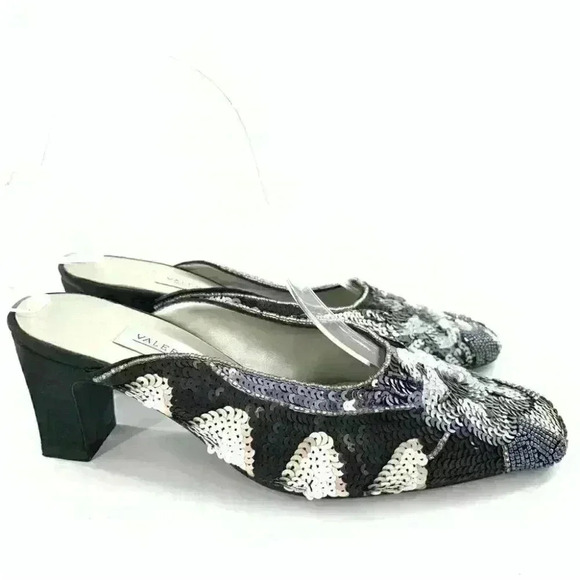 Vintage Shoes - Valerie Stevens heels size 6 garden sequins multicolored mules vintage 80s 90s